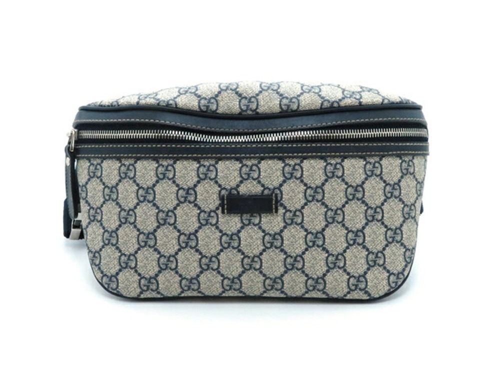 Gucci Waist Belt Crossbody bag canvas calfskin Navy Blue